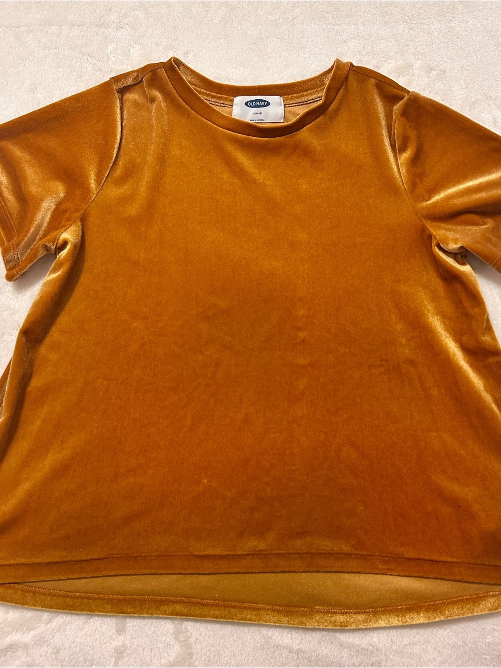 Old Navy Velvet Short Sleeve Crop Top - Gold